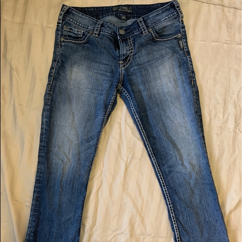 Crop silver jeans